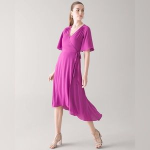NWT WHBM Flutter Sleeve Midi Wrap Dress
